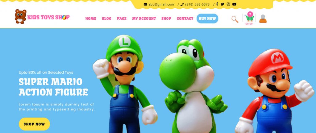 A screenshot of Kids Toy Store’s demo